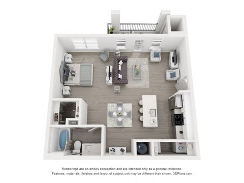 Floor plan for studio, 1 bath, 762 sqft